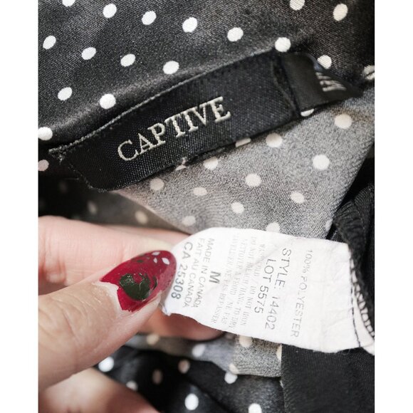 Black Polka Dot Sash Tie Blouse 🎲 CAPTIVE - Picture 6 of 8